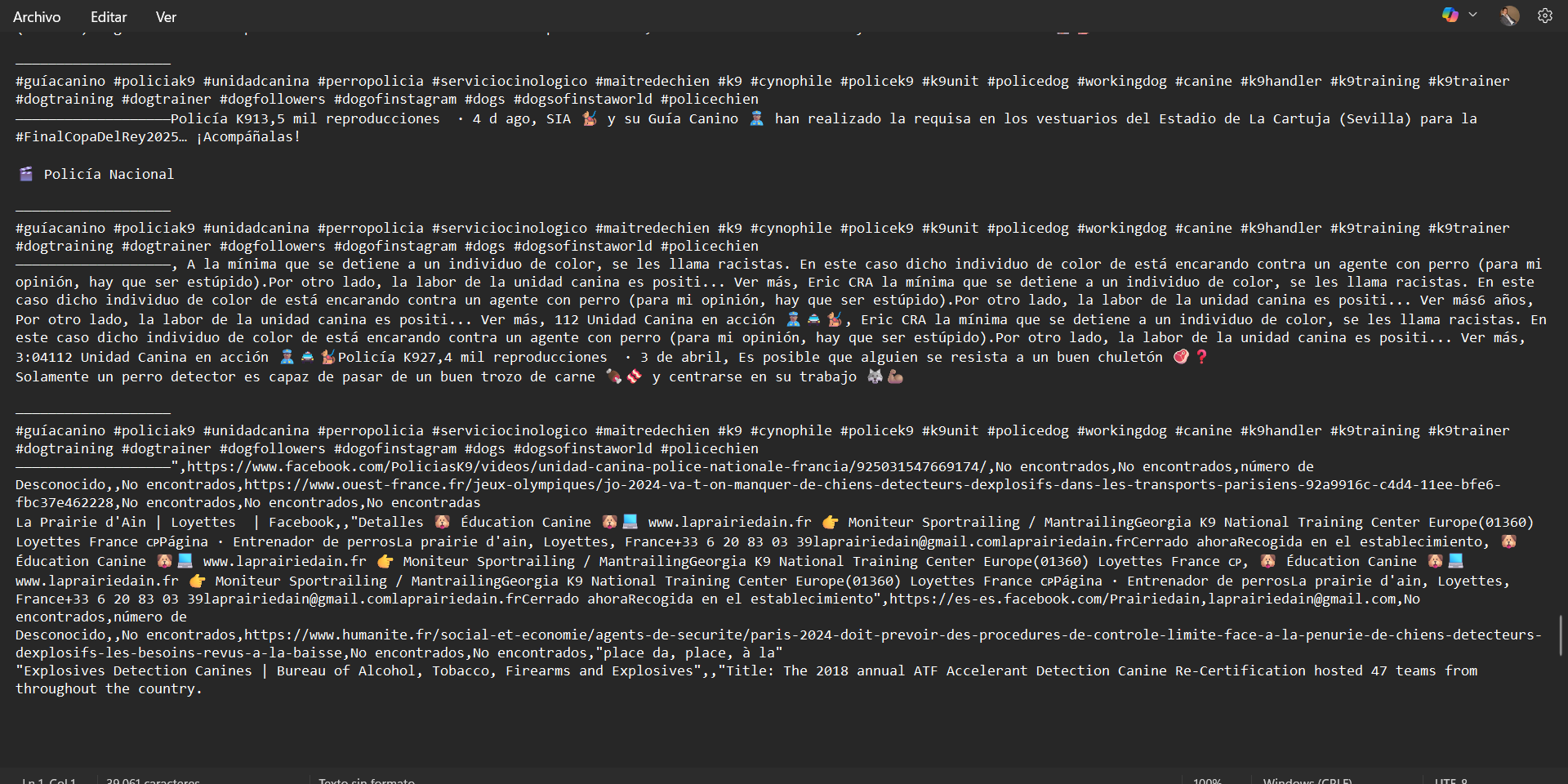 Proceso de scraping en ejecución